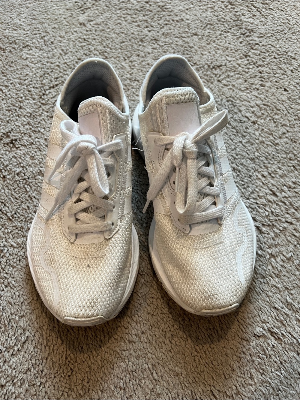 adidas Kids White Low-Top Knit Sneakers